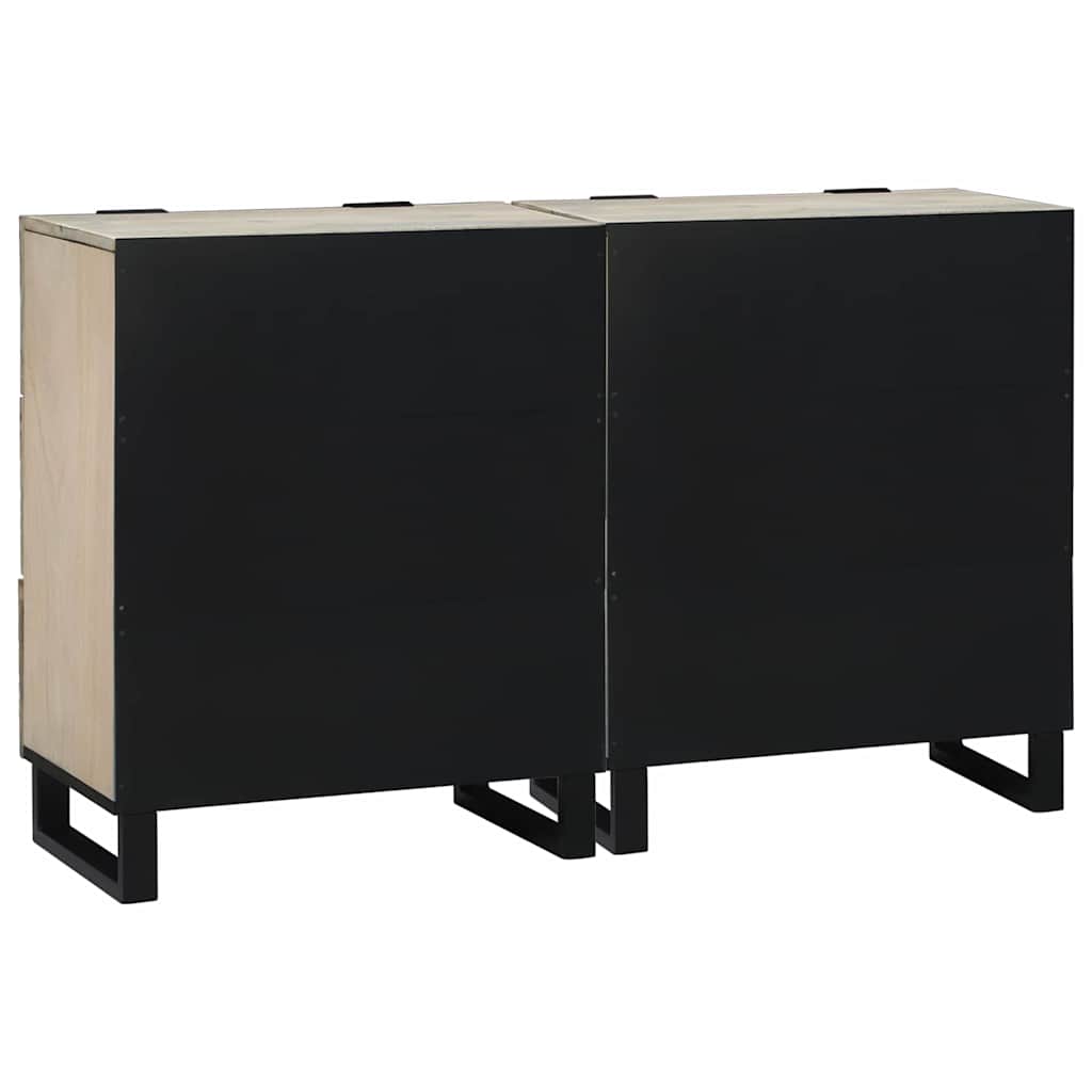 vidaXL Sideboard Set 2 pcs White 120 x 33.5 x 75 cm Solid Mango Wood