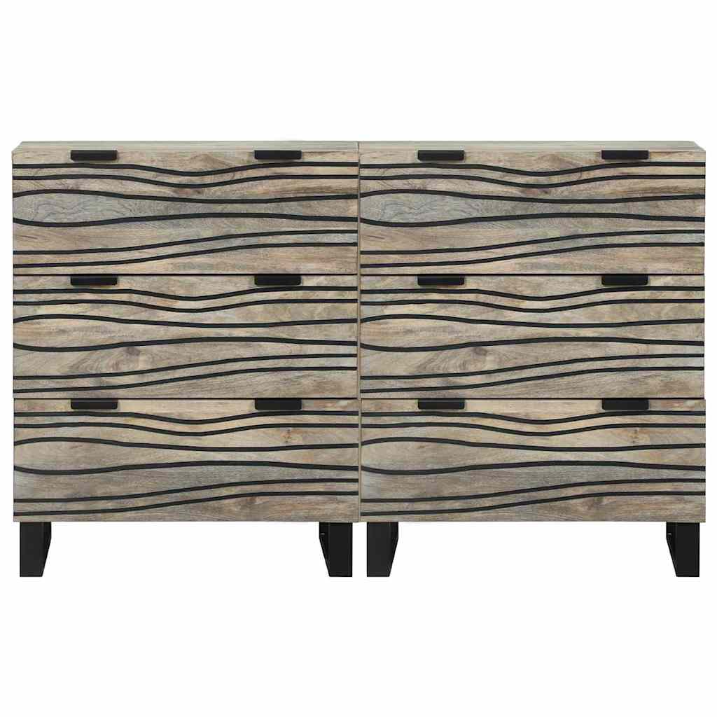 vidaXL Sideboard Set 2 pcs White 120 x 33.5 x 75 cm Solid Mango Wood