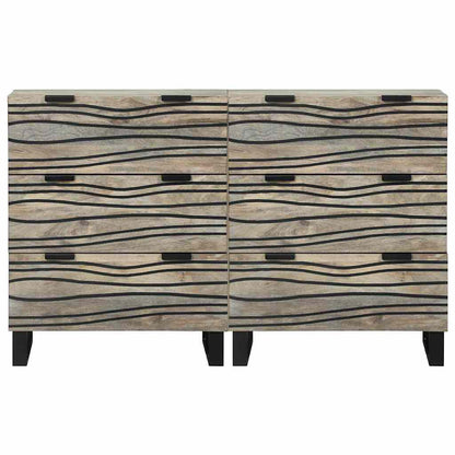 vidaXL Sideboard Set 2 pcs White 120 x 33.5 x 75 cm Solid Mango Wood
