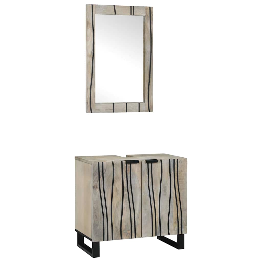 vidaXL Bathroom Cabinet Set 2 pcs White Solid Mango Wood