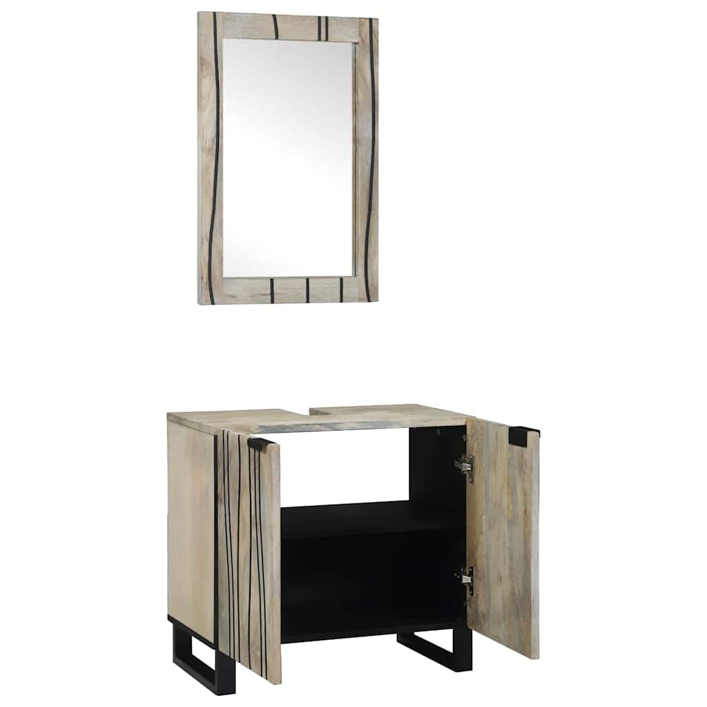 vidaXL Bathroom Cabinet Set 2 pcs White Solid Mango Wood