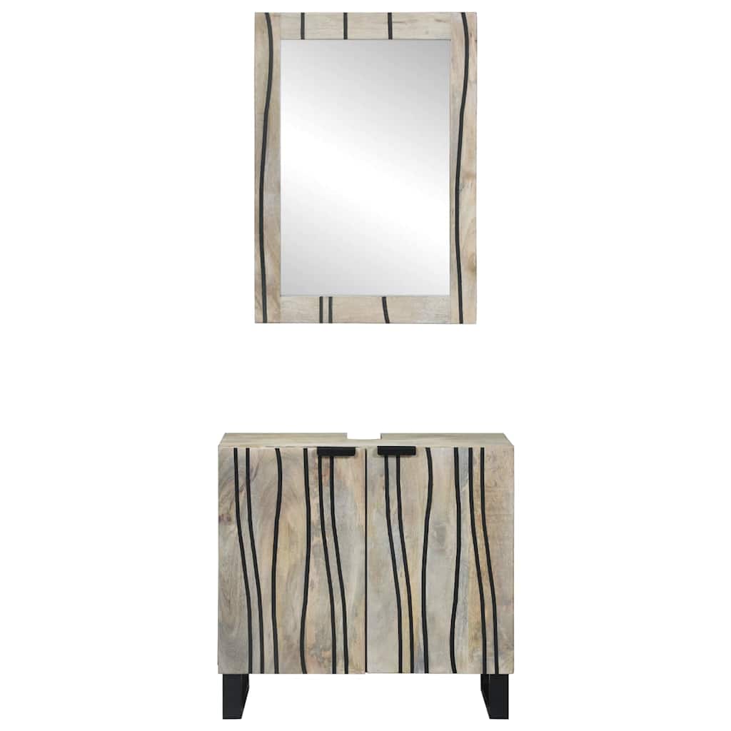 vidaXL Bathroom Cabinet Set 2 pcs White Solid Mango Wood