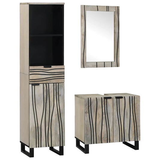 vidaXL Bathroom Furniture Set with Drawer 3 pcs White Engineered Wood