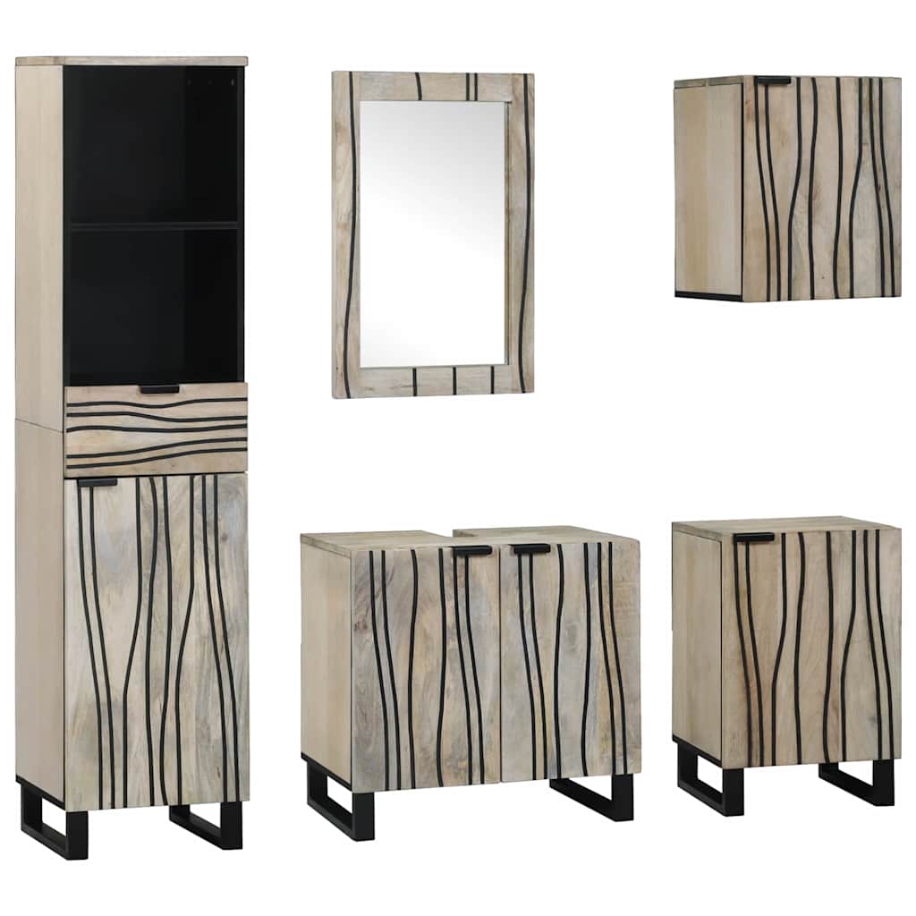 vidaXL Bathroom Furniture Set 5 pcs Walnut Brown Engineered Wood