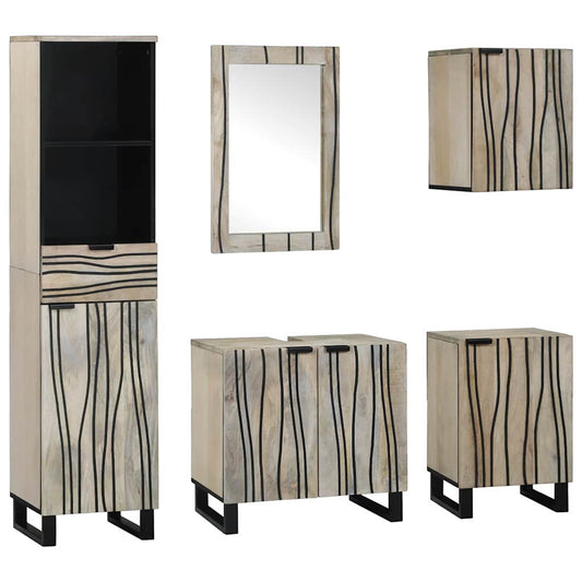 vidaXL Bathroom Furniture Set 5 pcs Walnut Brown Engineered Wood