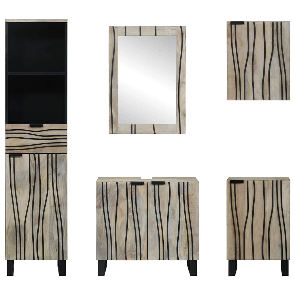 vidaXL Bathroom Furniture Set 5 pcs Walnut Brown Engineered Wood