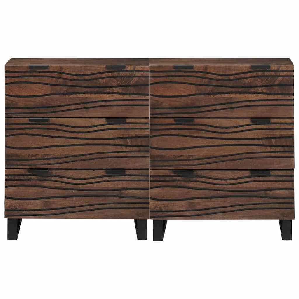 vidaXL Sideboard Set 2 pcs Walnut 120 x 33.5 x 75 cm Solid Mango Wood