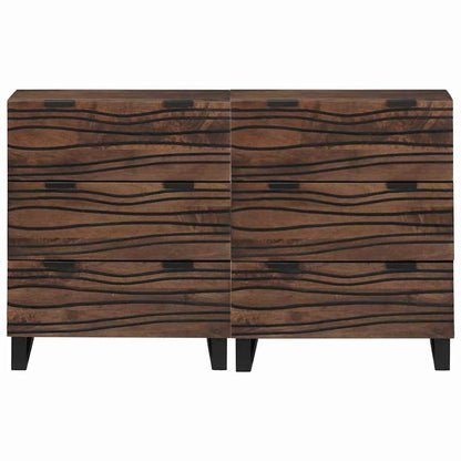 vidaXL Sideboard Set 2 pcs Walnut 120 x 33.5 x 75 cm Solid Mango Wood