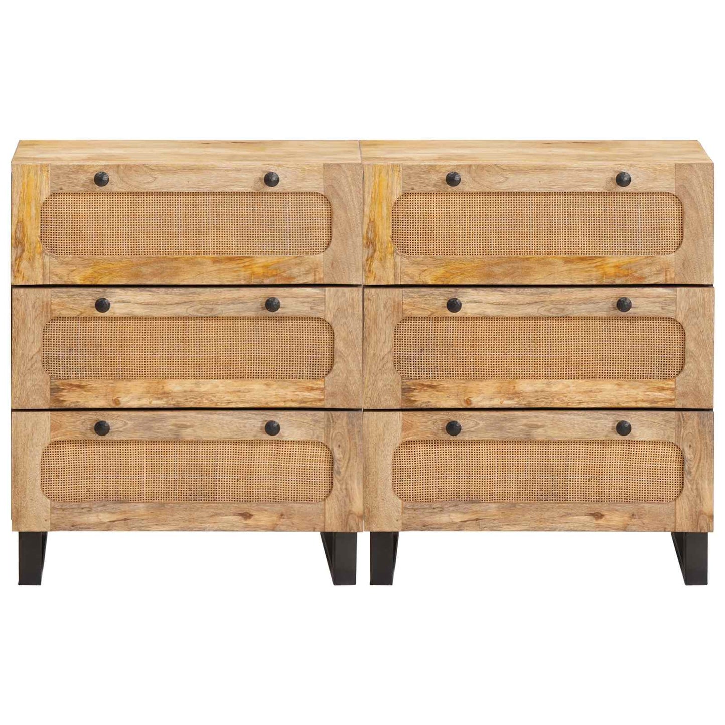 vidaXL Sideboard 2 pcs Brown 60 x 33 x 75 cm Solid Mango Wood
