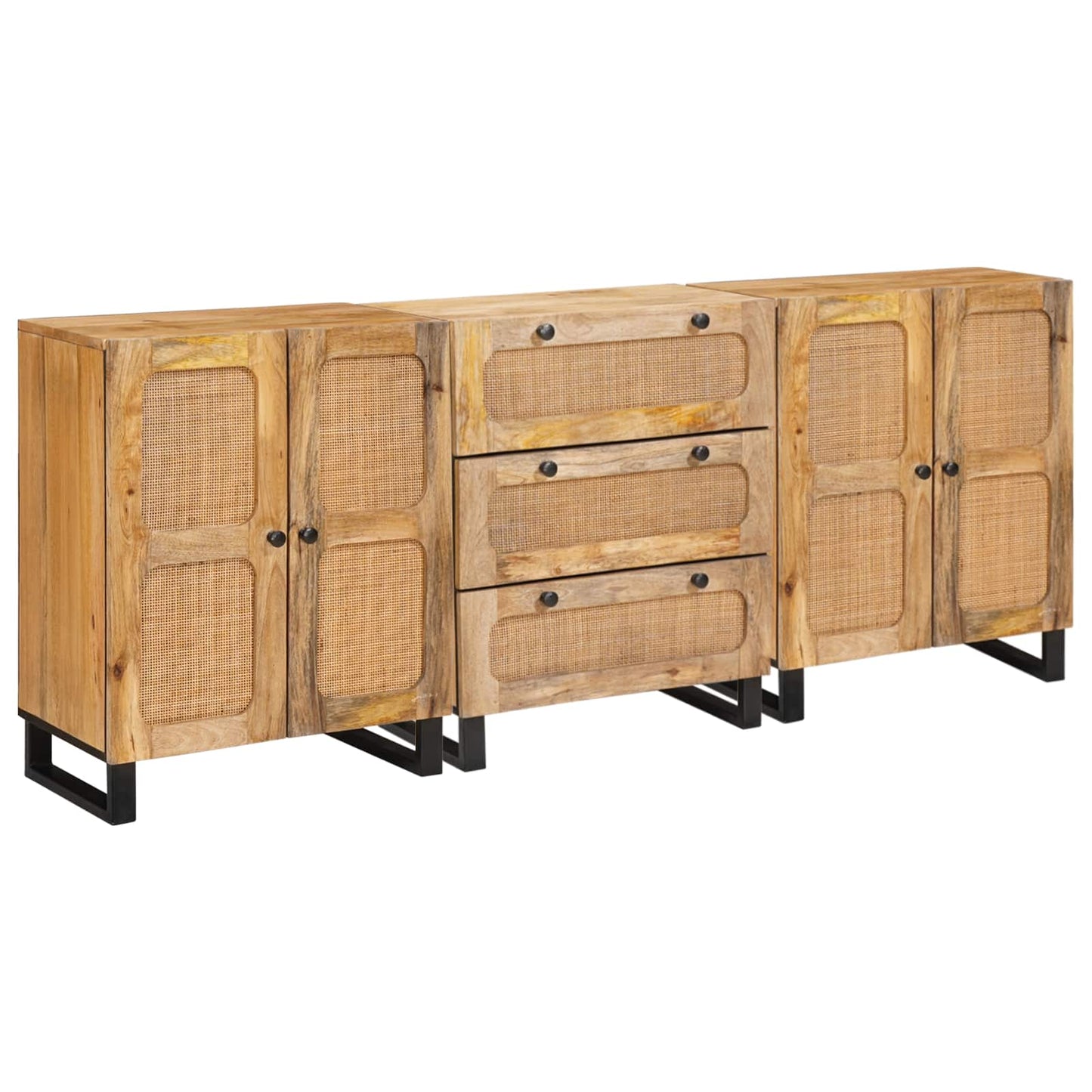 vidaXL Sideboard 3 pcs Brown 180 x 33 x 75 cm Solid Mango Wood