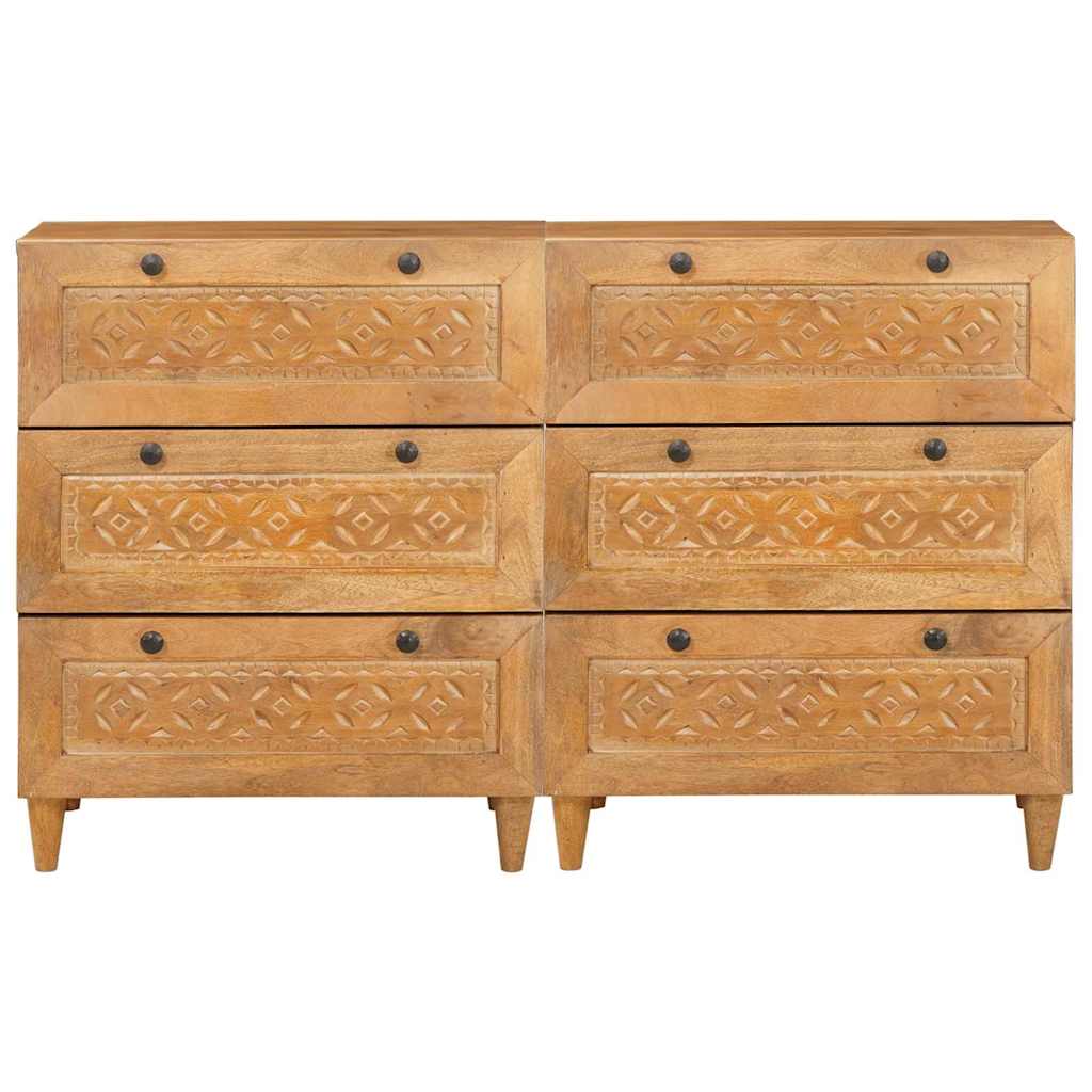 vidaXL Sideboard 2 pcs 120 x 33.5 x 75 cm Solid mango wood Brown