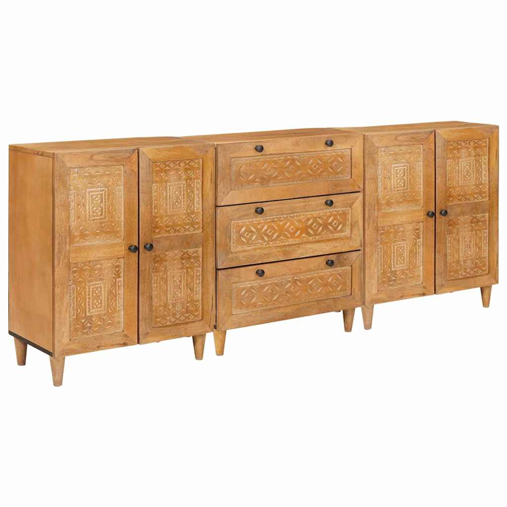 vidaXL Sideboard 3 pcs 180 x 33.5 x 75 cm Solid mango wood Brown