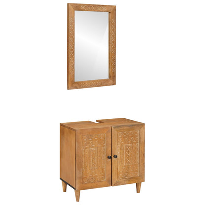vidaXL Bathroom Furniture Set with Shelf 2 pcs Brown Engineered Wood