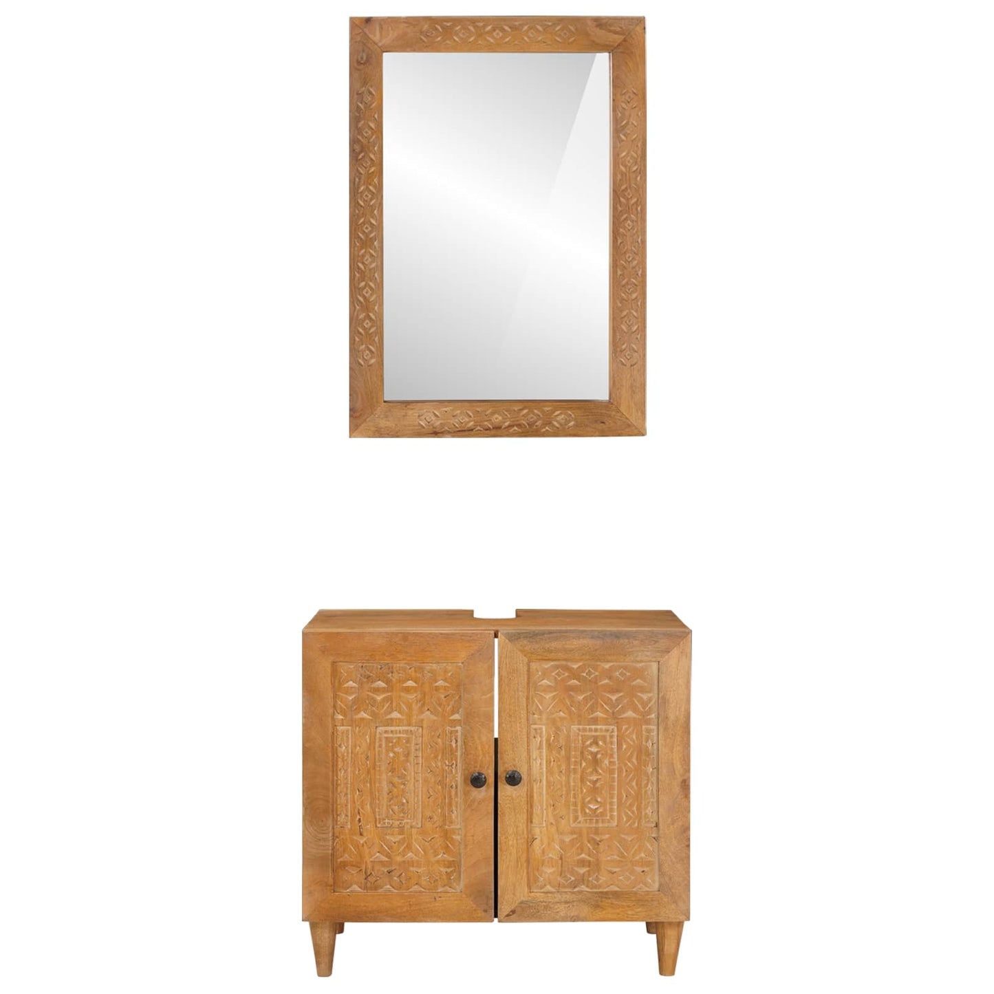 vidaXL Bathroom Furniture Set with Shelf 2 pcs Brown Engineered Wood