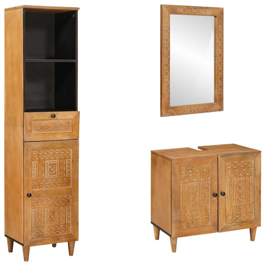 vidaXL Bathroom Furniture Set 3 pcs Brown Engineered Wood