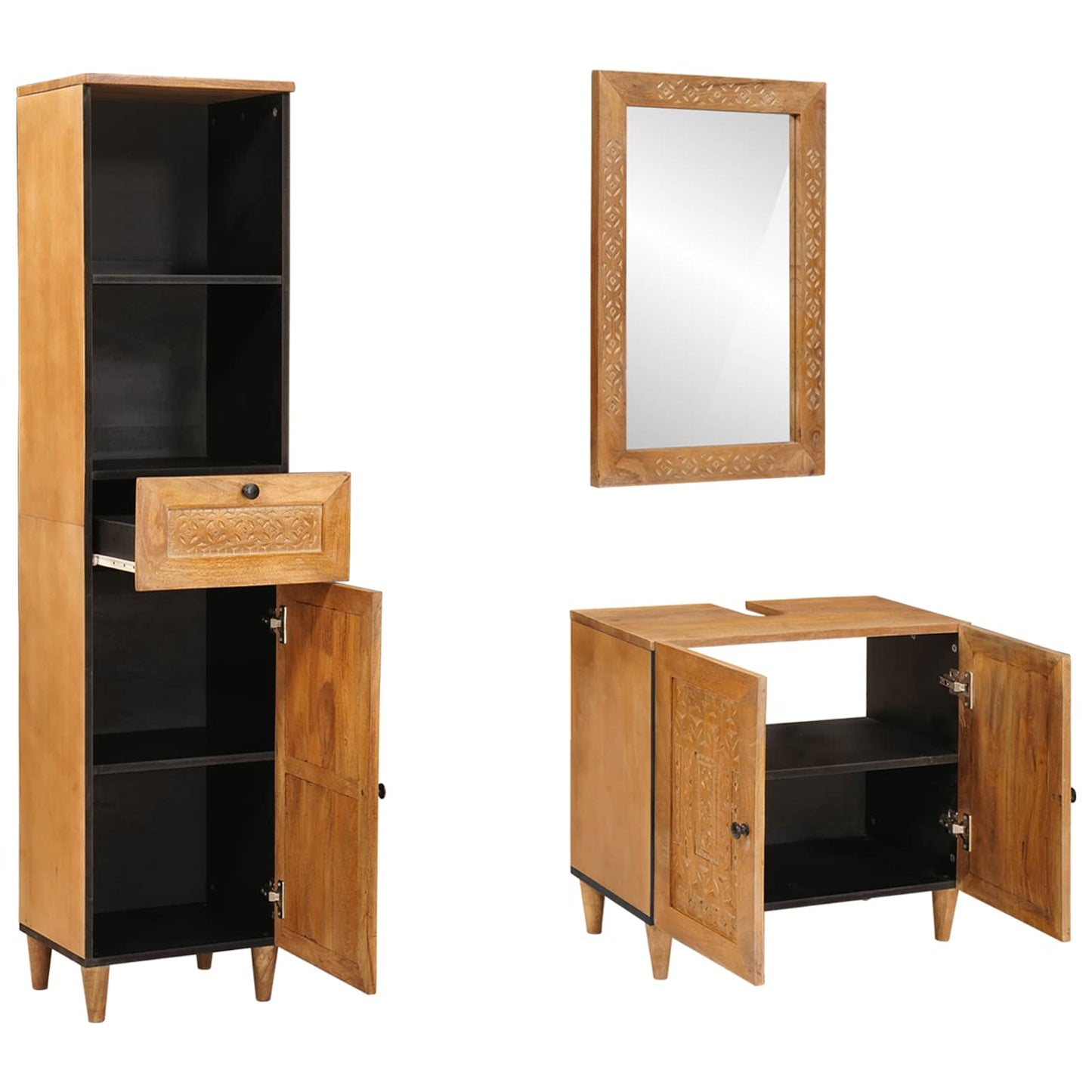 vidaXL Bathroom Furniture Set with Drawer 3 pcs Brown Engineered Wood