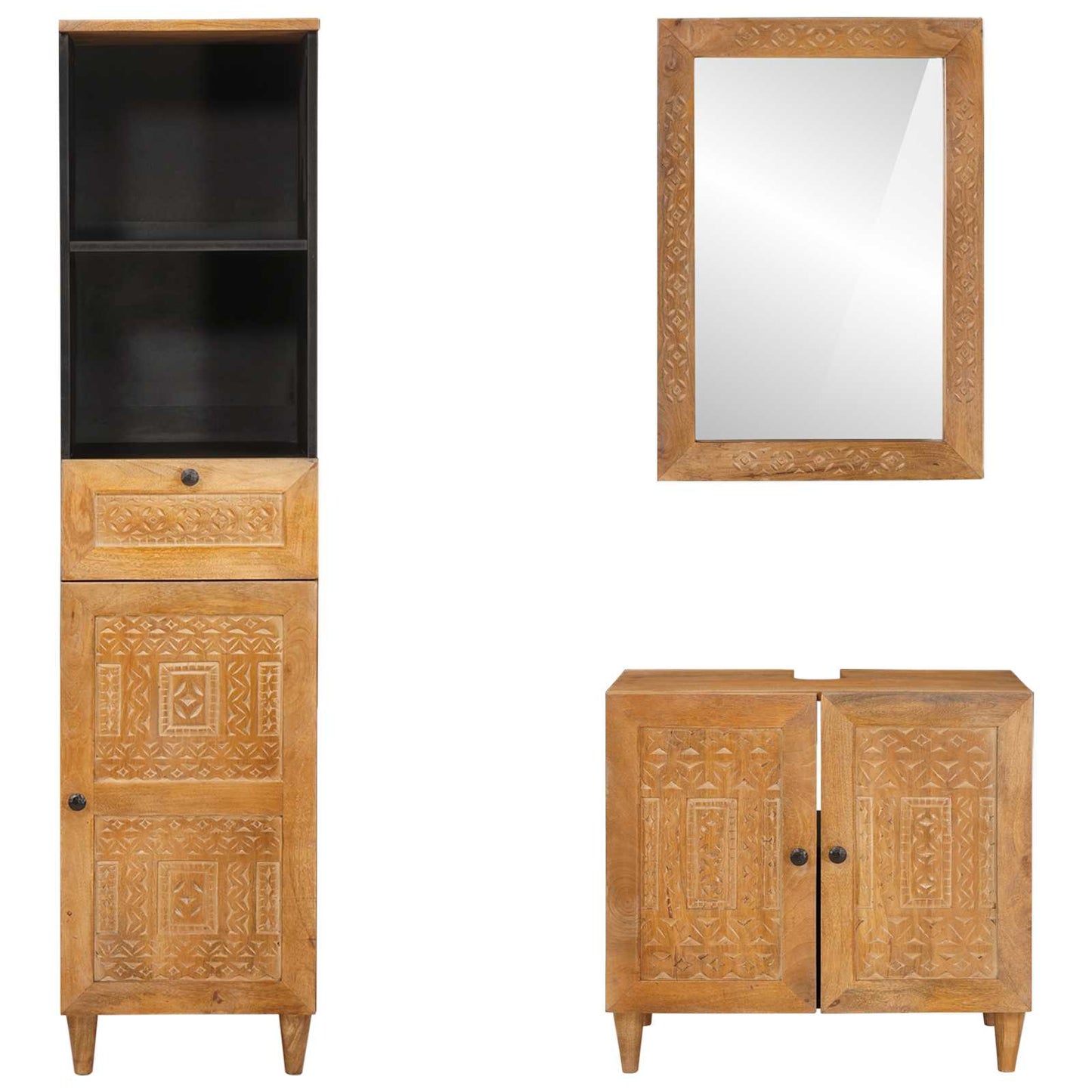 vidaXL Bathroom Furniture Set with Drawer 3 pcs Brown Engineered Wood