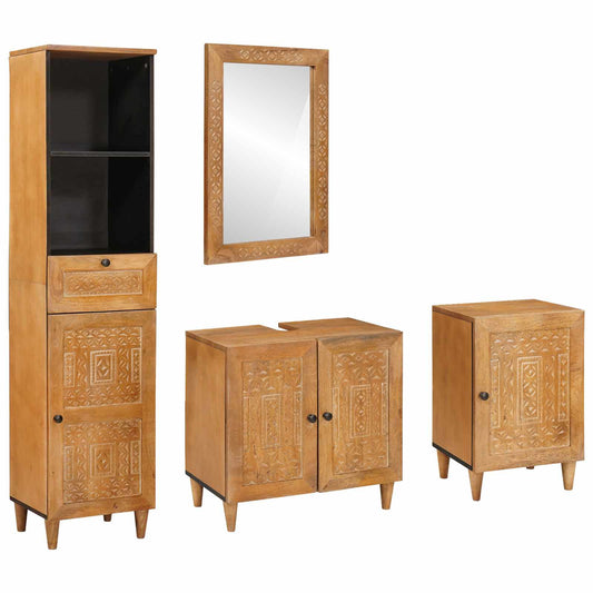 vidaXL Bathroom Furniture Set 4 pcs Brown Engineered Wood