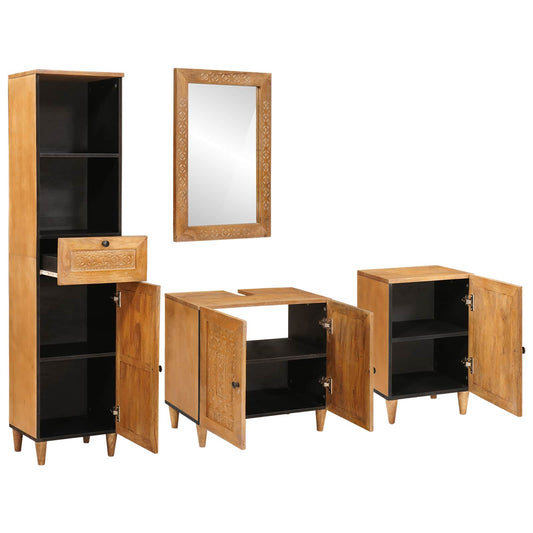 vidaXL Bathroom Furniture Set 4 pcs Brown Engineered Wood