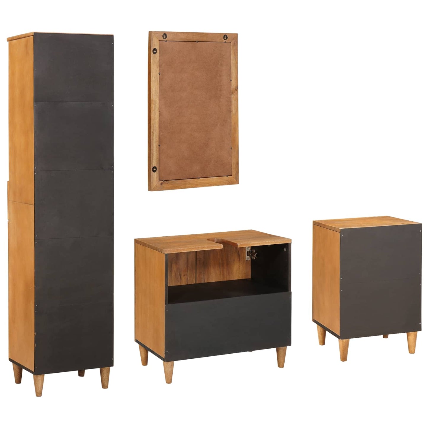 vidaXL Bathroom Furniture Set with Drawer 4 pcs Brown Engineered Wood