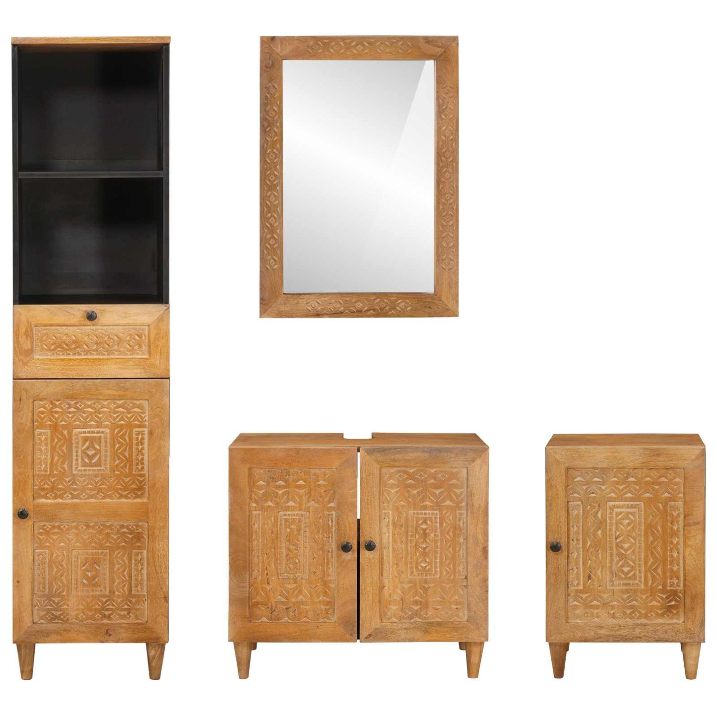 vidaXL Bathroom Furniture Set 4 pcs Brown Engineered Wood