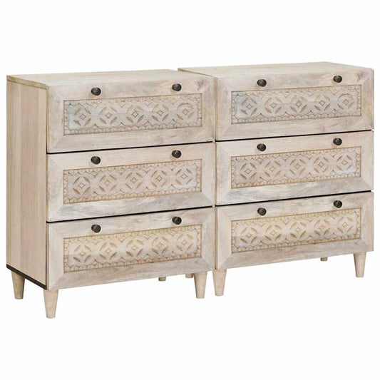 vidaXL Sideboard 2 pcs White 120 x 33.5 x 75 cm Solid mango wood