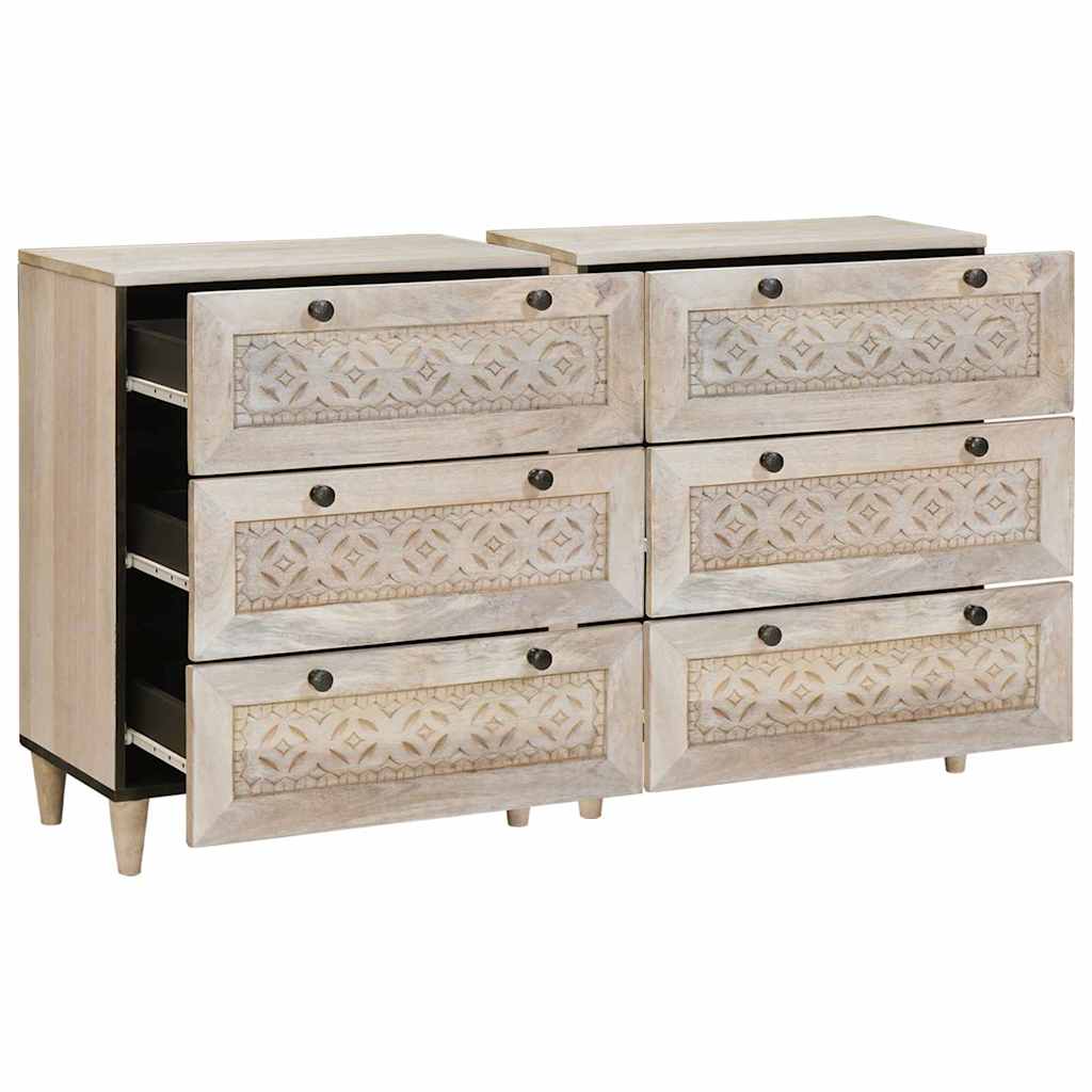 vidaXL Sideboard 2 pcs White 120 x 33.5 x 75 cm Solid mango wood
