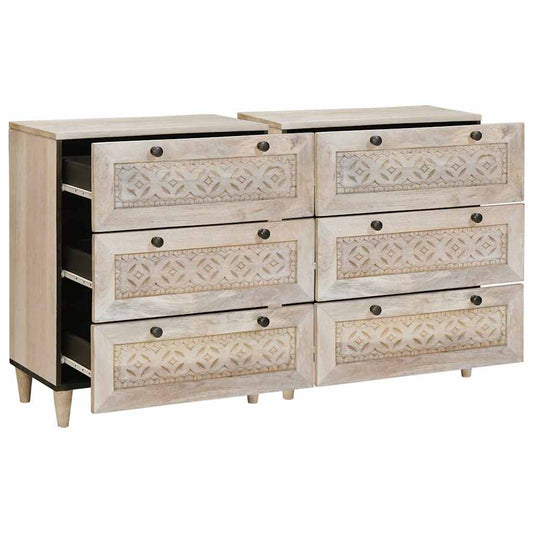 vidaXL Sideboard 2 pcs White 120 x 33.5 x 75 cm Solid mango wood