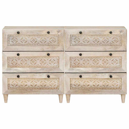 vidaXL Sideboard 2 pcs White 120 x 33.5 x 75 cm Solid mango wood