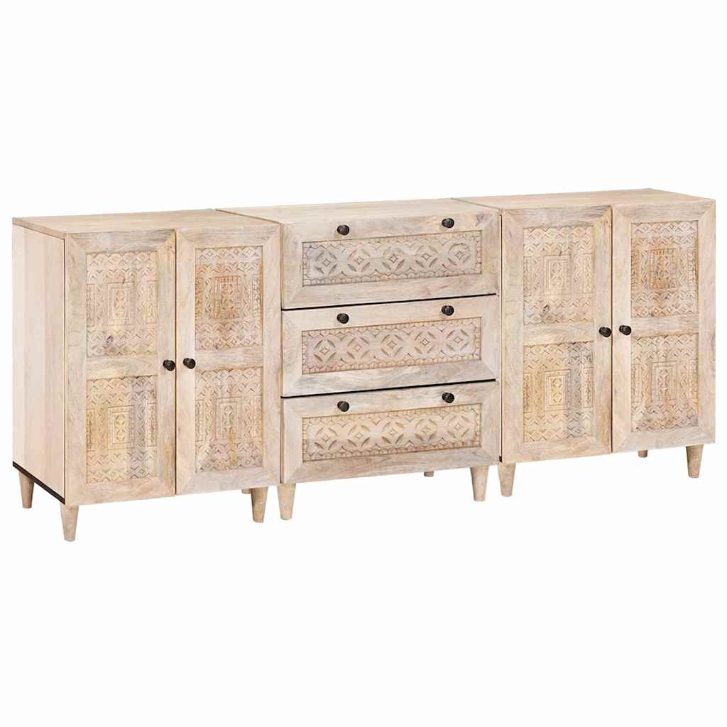 vidaXL Sideboard 3 pcs White 180 x 33.5 x 75 cm Solid mango wood