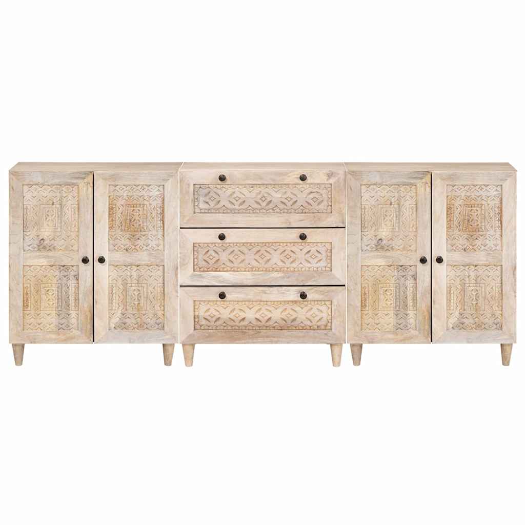vidaXL Sideboard 3 pcs White 180 x 33.5 x 75 cm Solid mango wood