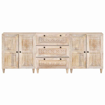 vidaXL Sideboard 3 pcs White 180 x 33.5 x 75 cm Solid mango wood