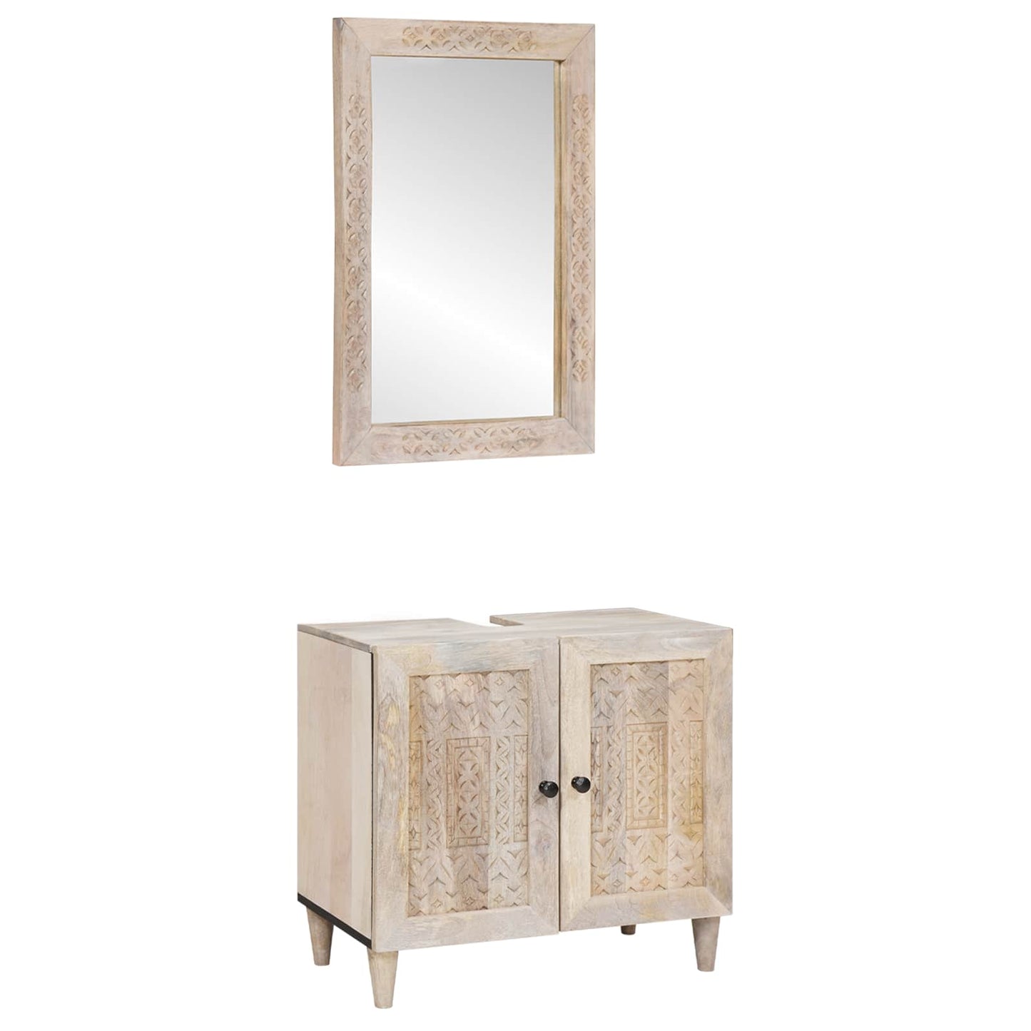 vidaXL Bathroom Furniture Set with Shelf 2 pcs White Engineered Wood