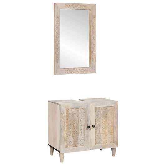 vidaXL Bathroom Furniture Set with Shelf 2 pcs White Engineered Wood