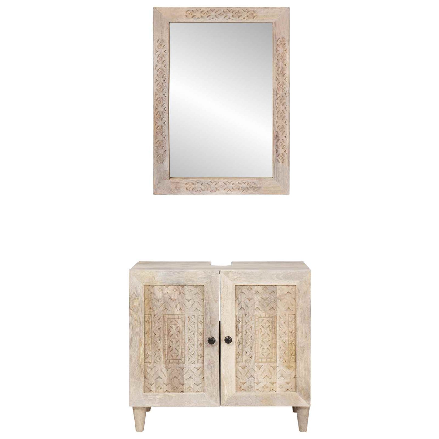 vidaXL Bathroom Furniture Set with Shelf 2 pcs White Engineered Wood