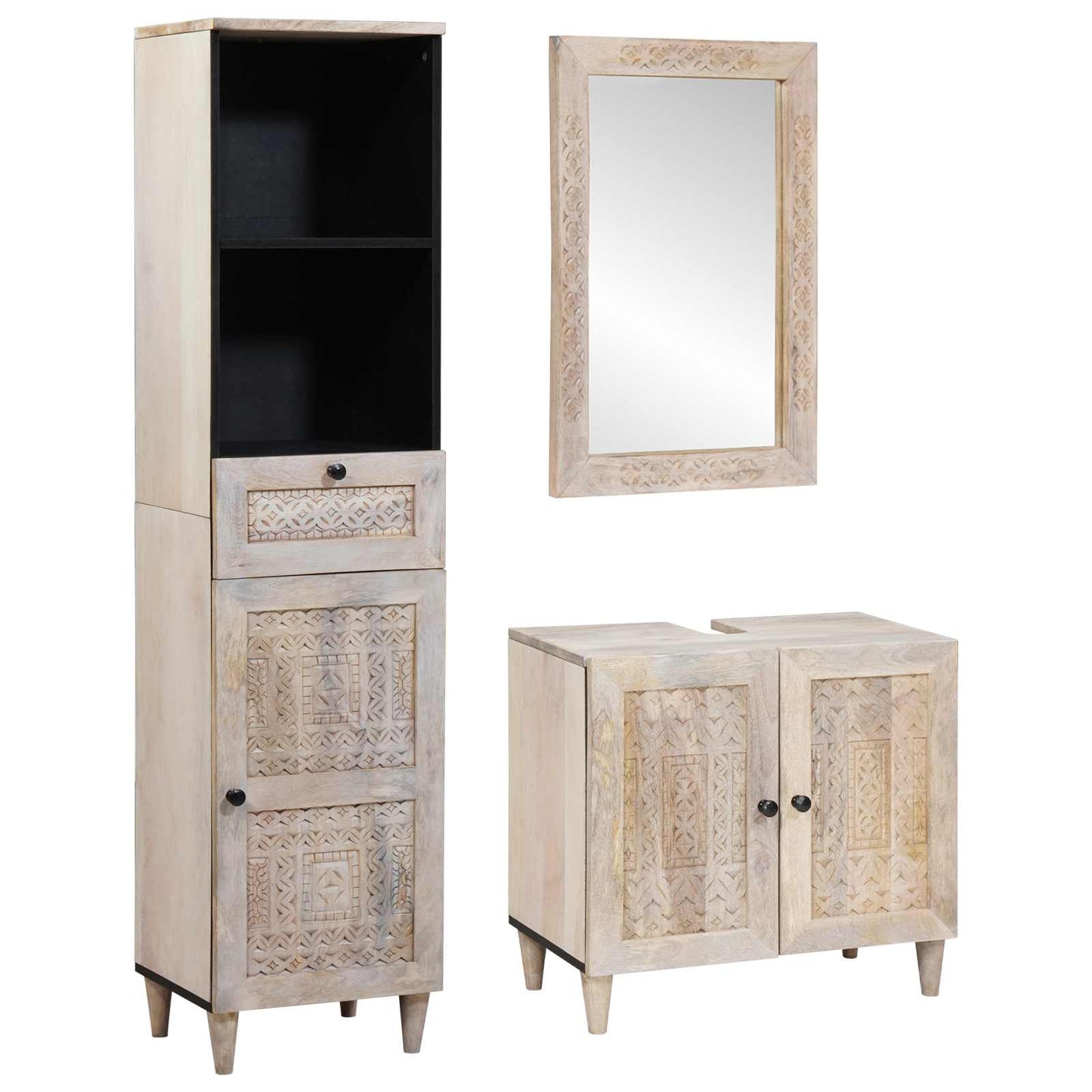 vidaXL Bathroom Furniture Set with Drawer 3 pcs White Engineered Wood