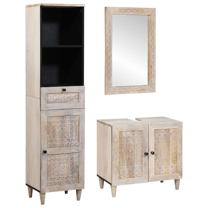 vidaXL Bathroom Furniture Set with Drawer 3 pcs White Engineered Wood