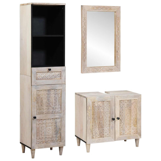 vidaXL Bathroom Furniture Set with Drawer 3 pcs White Engineered Wood