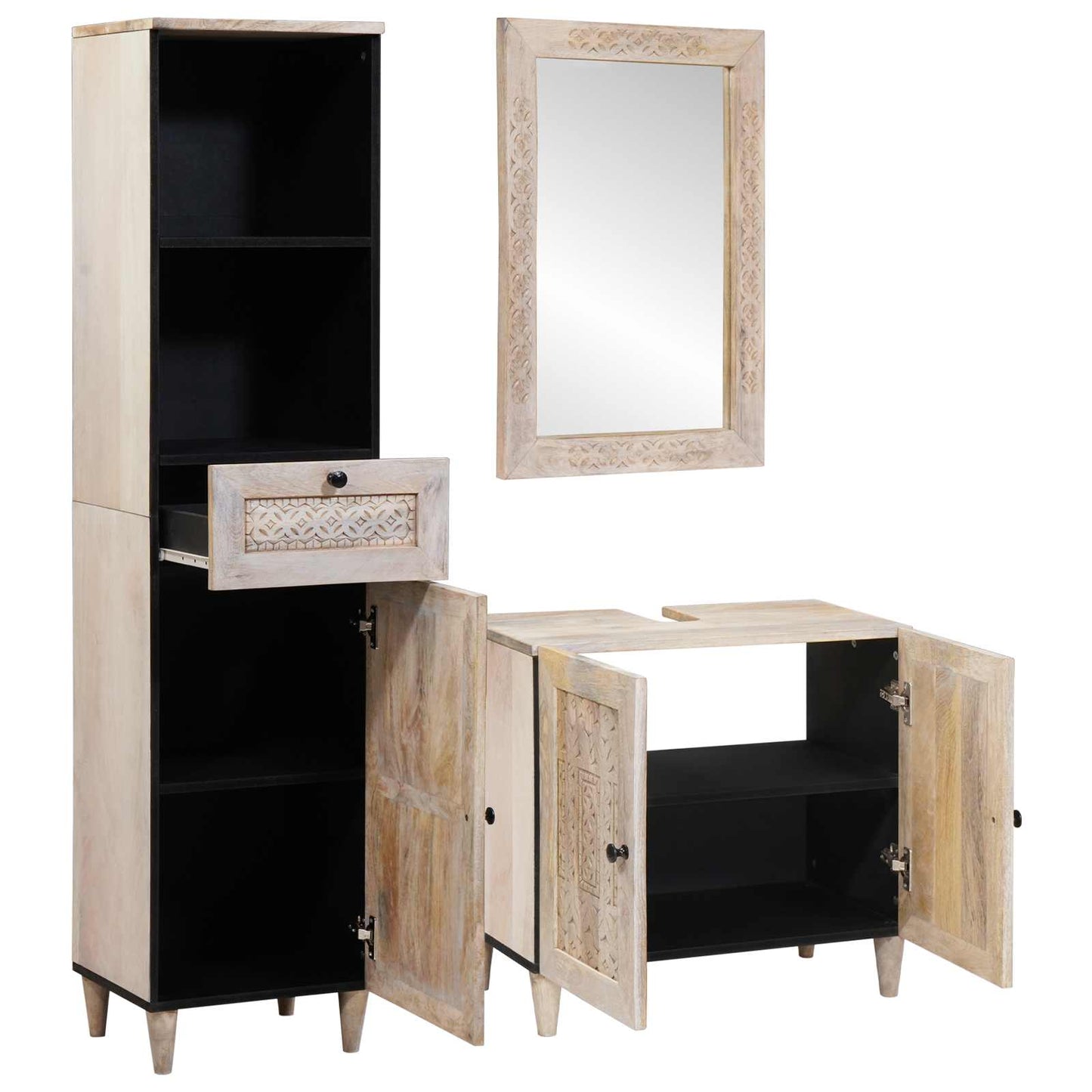 vidaXL Bathroom Furniture Set with Drawer 3 pcs White Engineered Wood