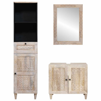 vidaXL Bathroom Furniture Set with Drawer 3 pcs White Engineered Wood