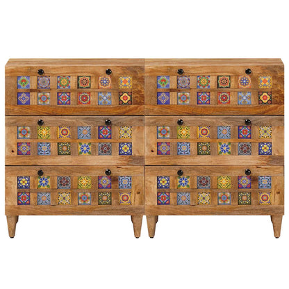 vidaXL Sideboard 2 pcs Natural 60 x 33 x 75 cm Solid Mango Wood
