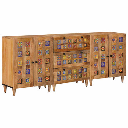 vidaXL Sideboard 3 pcs Natural 60 x 33.5 x 75 cm Solid Mango Wood