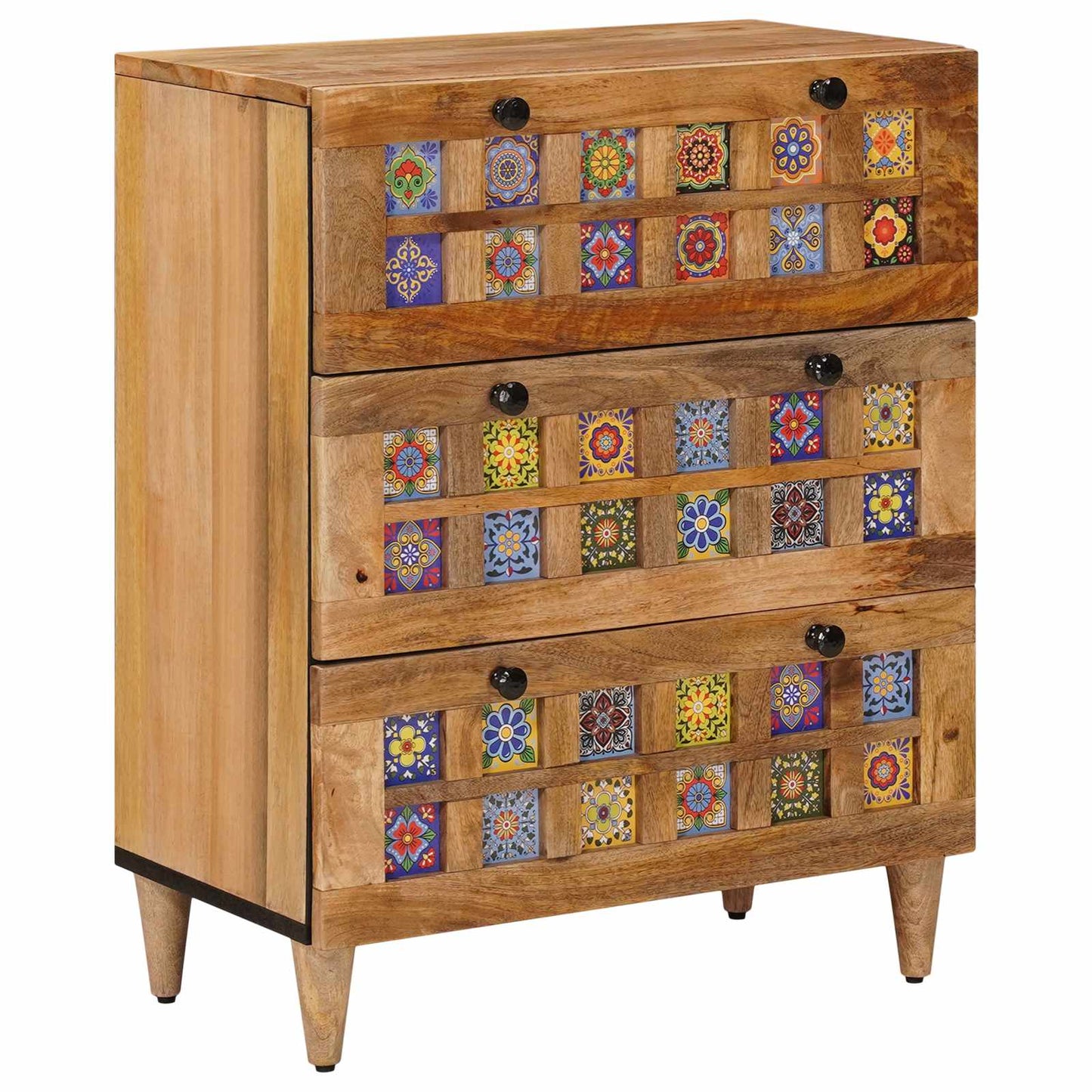 vidaXL Sideboard 3 pcs Natural 60 x 33.5 x 75 cm Solid Mango Wood