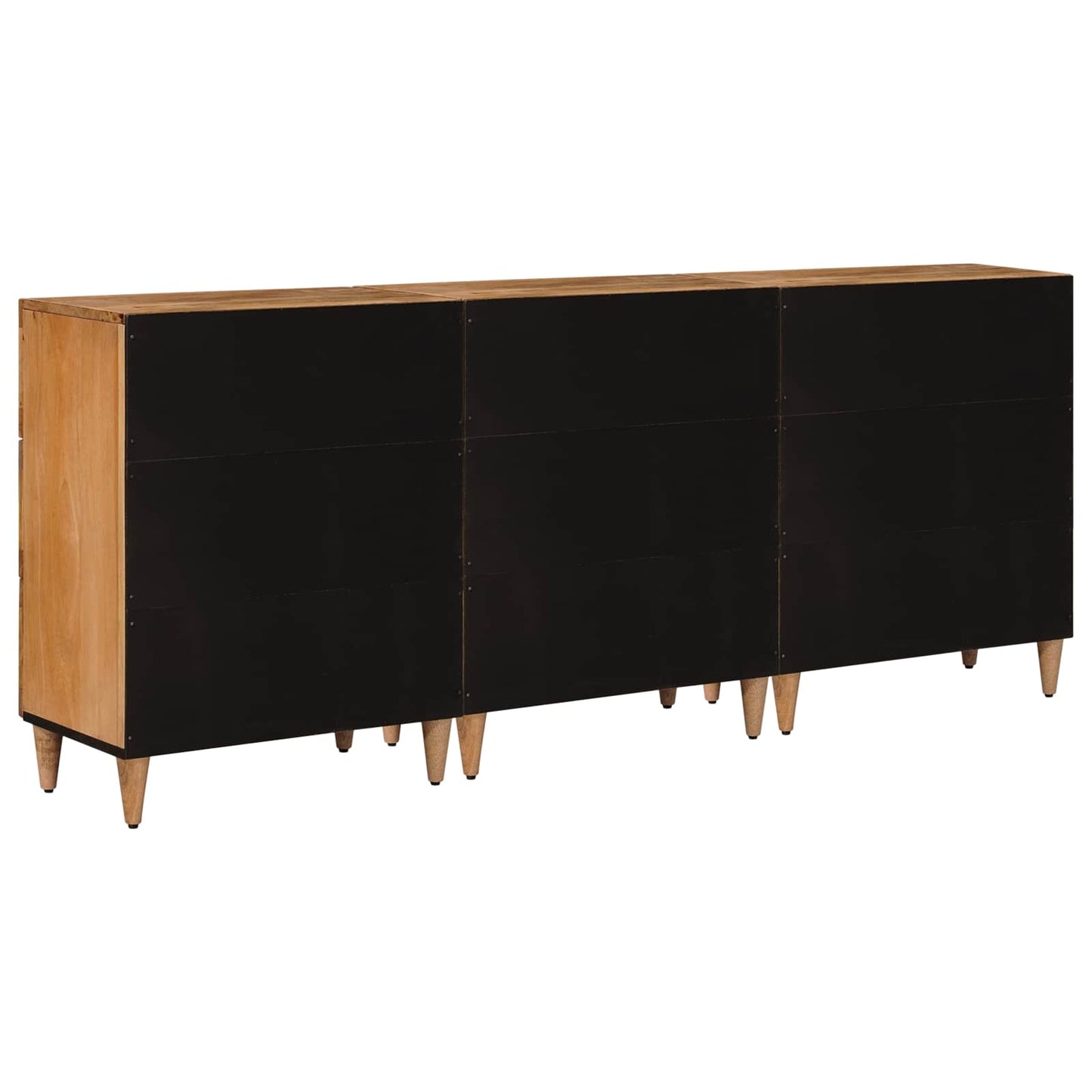 vidaXL Sideboard 3 pcs Natural 60 x 33.5 x 75 cm Solid Mango Wood