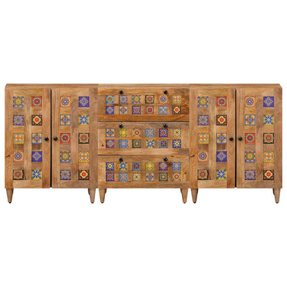 vidaXL Sideboard 3 pcs Natural 60 x 33.5 x 75 cm Solid Mango Wood