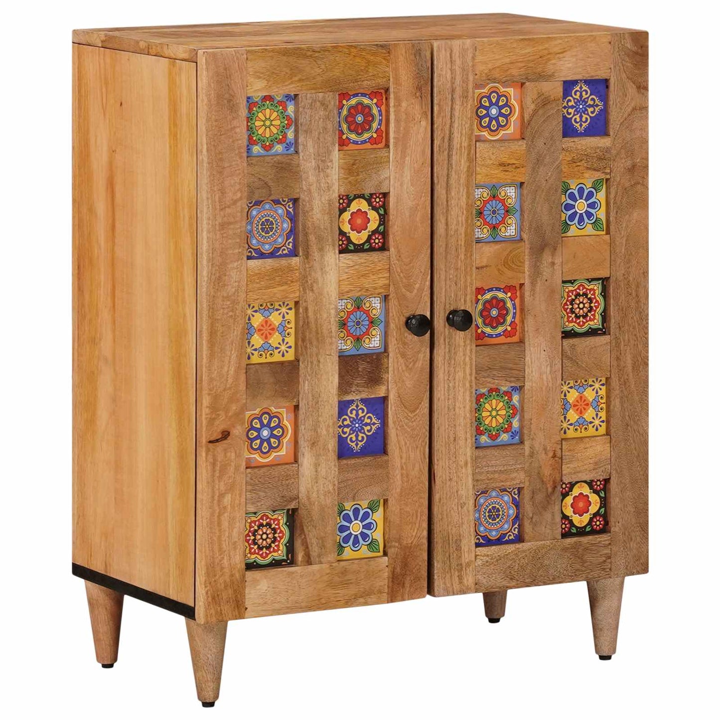 vidaXL Bathroom Furniture Set with Door 2 pcs Natural Solid Mango Wood