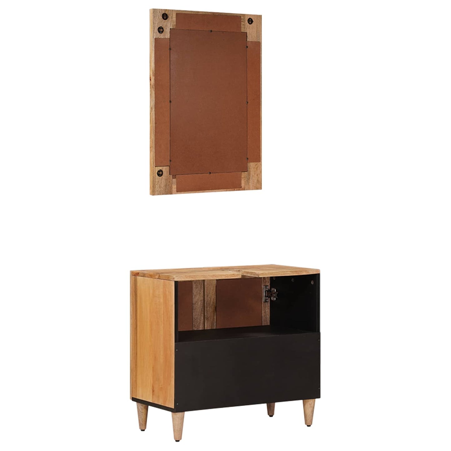 vidaXL Bathroom Furniture Set with Door 2 pcs Natural Solid Mango Wood