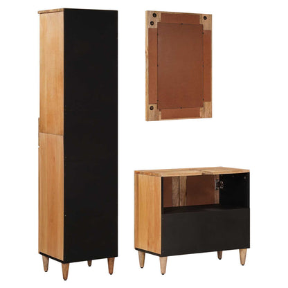 vidaXL Bathroom Furniture Set with Door 3 pcs Natural Solid Mango Wood