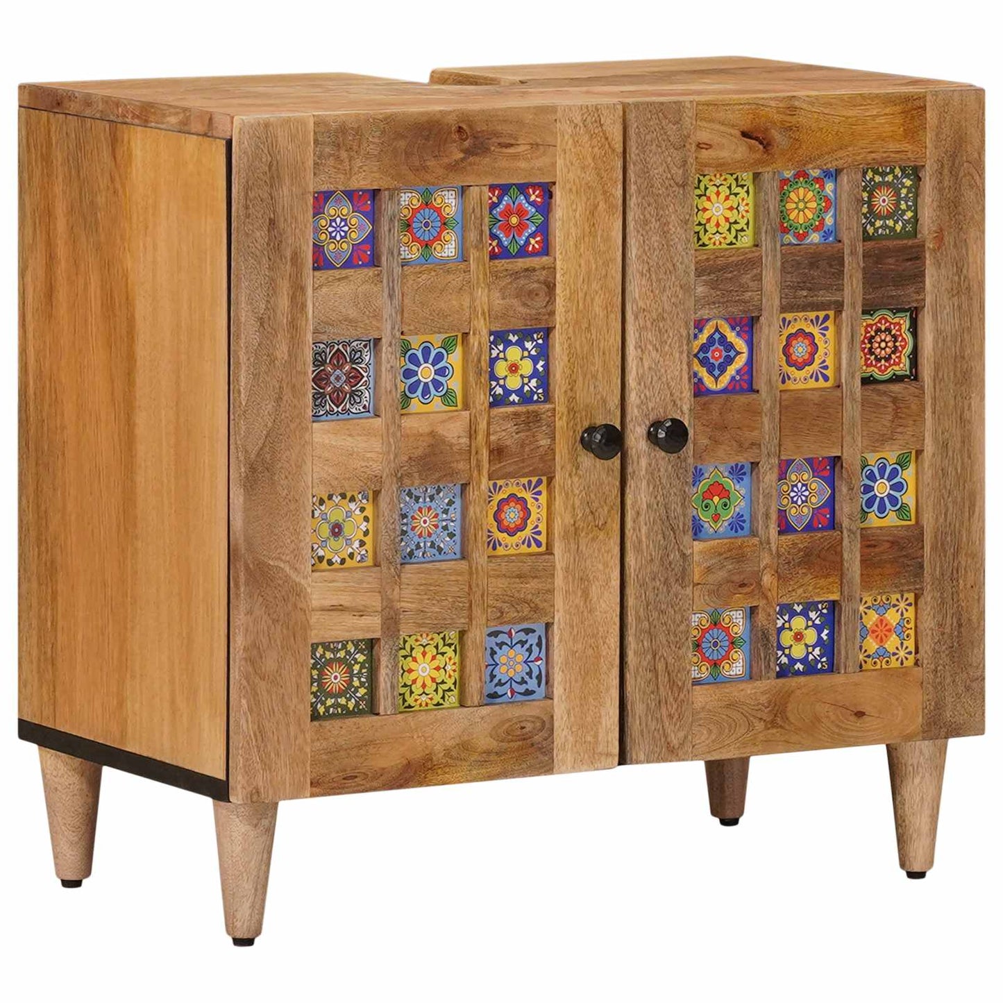 vidaXL Bathroom Furniture Set with Door 5 pcs Natural Solid Mango Wood
