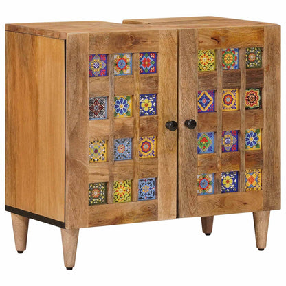 vidaXL Bathroom Furniture Set with Door 5 pcs Natural Solid Mango Wood